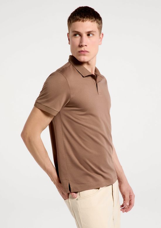 Foto do produto: Camisa Polo Básica Masculina Em Algodão Pima - Marrom