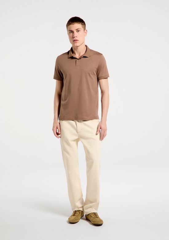 Foto do produto: Camisa Polo Básica Masculina Em Algodão Pima - Marrom