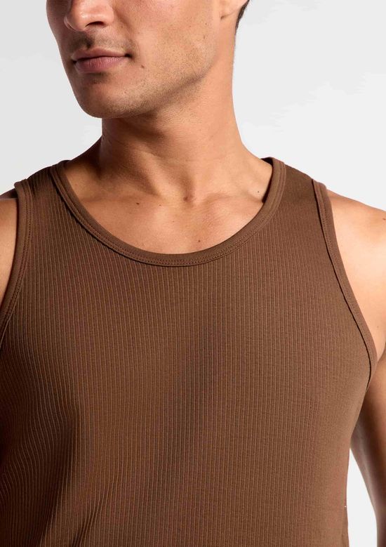 Foto do produto: Regata Básica Masculina Slim Em Ribana - Marrom