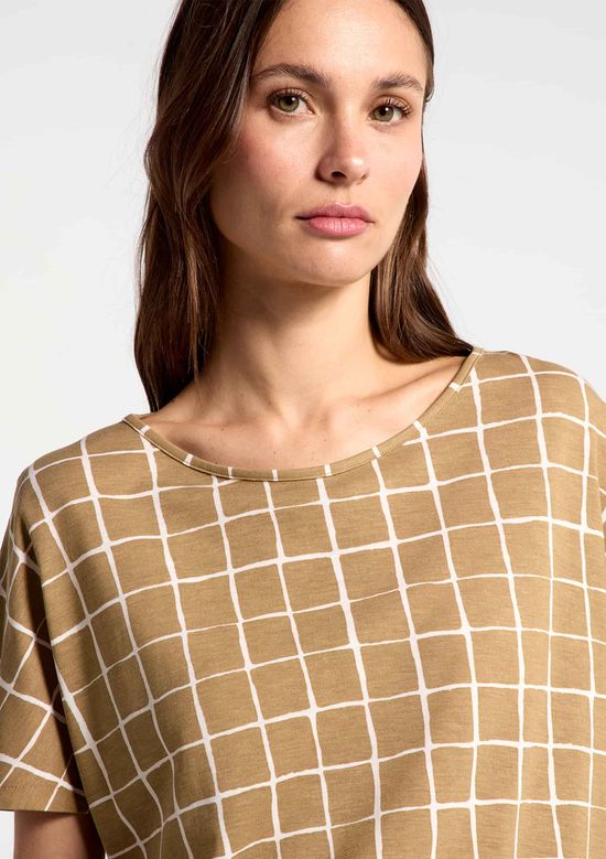 Foto do produto: Blusa Feminina Manga Curta Estampada - Bege