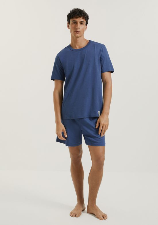 Foto do produto: Pijama Curto Masculino Em Malha Flamê - Azul