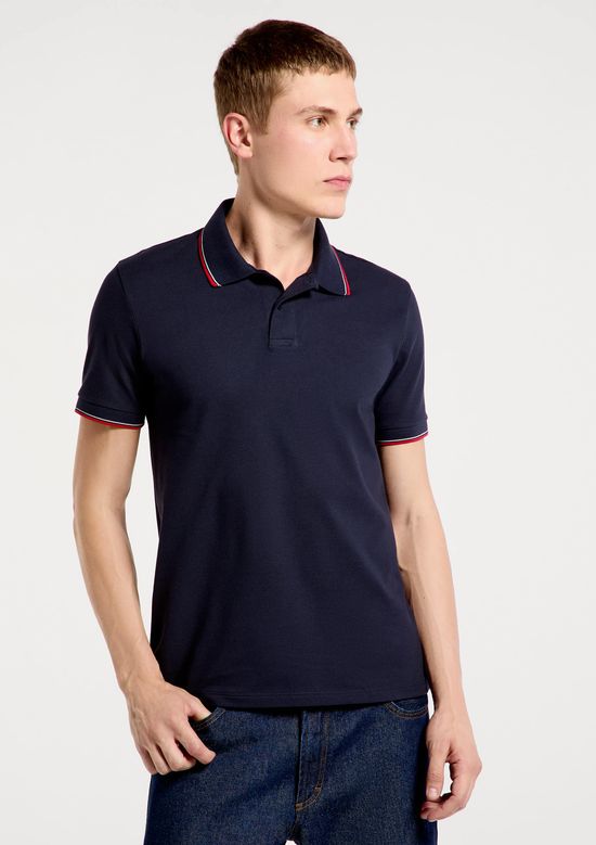 Foto do produto: Camisa Polo Básica Masculina Manga Curta Em Piquet - Azul