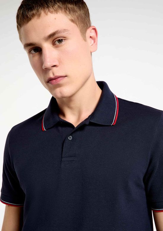 Foto do produto: Camisa Polo Básica Masculina Manga Curta Em Piquet - Azul