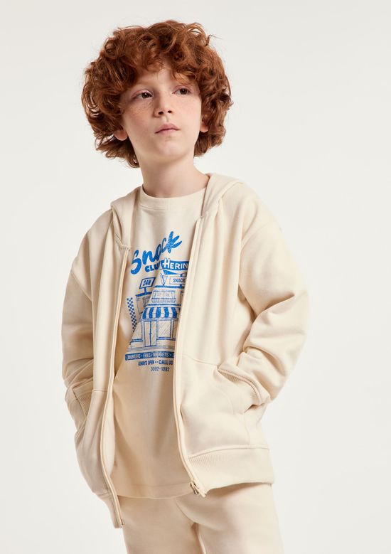 Foto do produto: Jaqueta Básica Infantil Unissex Com Capuz - Creme