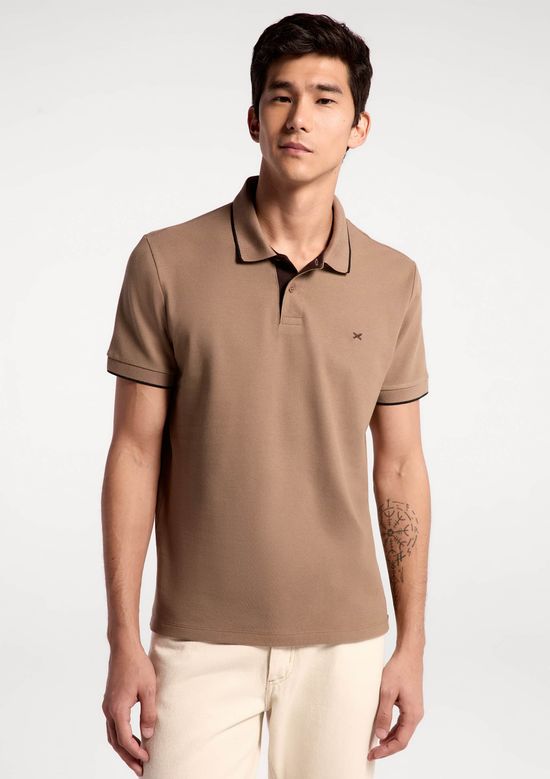 Foto do produto: Camisa Polo Básica Masculina Em Piquet Com Bordado - Marrom
