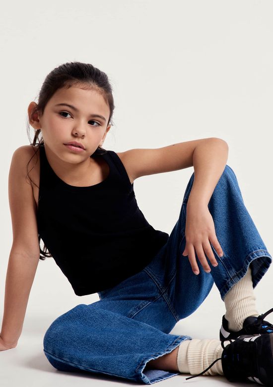 Foto do produto: Regata Básica Infantil Menina Em Ribana - Preto