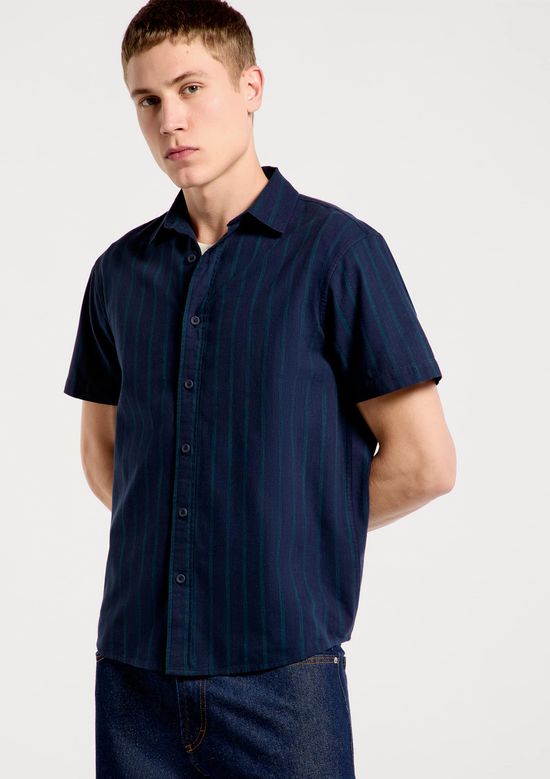 Foto do produto: Camisa Masculina Fio Tinto Estampada - Azul