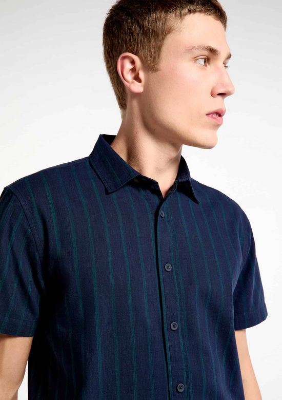 Foto do produto: Camisa Masculina Fio Tinto Estampada - Azul