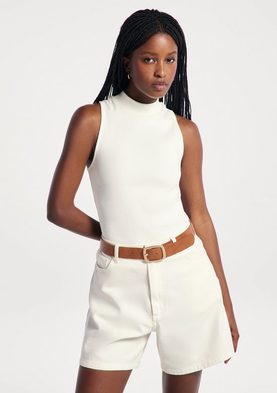 Foto do produto: Regata Feminina Canelada Gola Alta - Branco