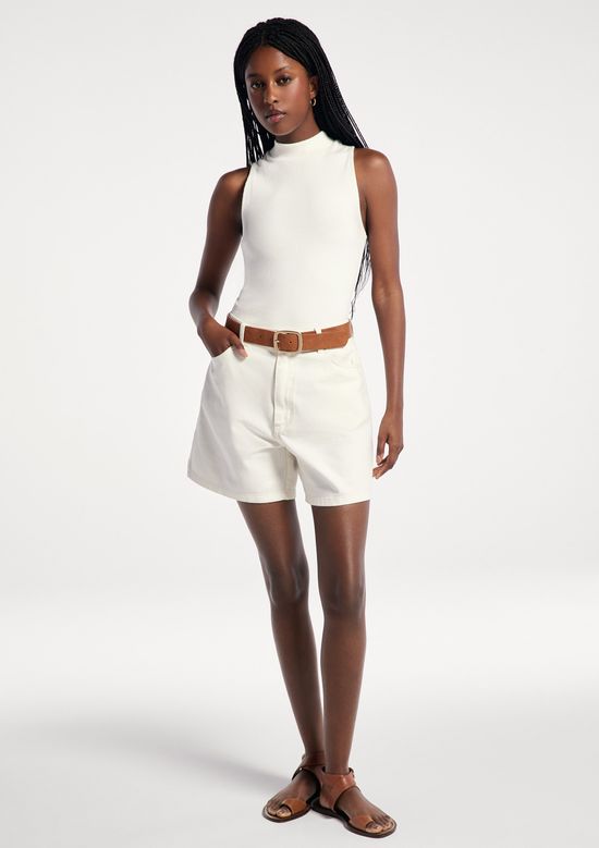 Foto do produto: Regata Feminina Canelada Gola Alta - Branco