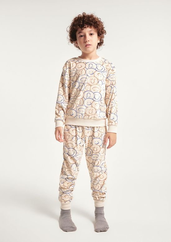 Foto do produto: Pijama Longo Infantil Menino Estampado - Creme