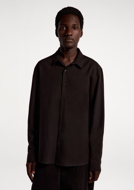 Foto do produto: Camisa Masculina Manga Longa Slim Com Linho - Preto