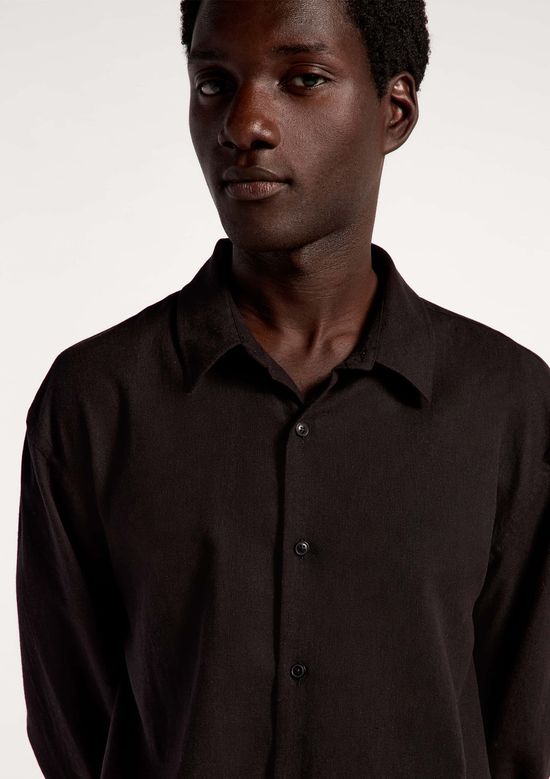 Foto do produto: Camisa Masculina Manga Longa Slim Com Linho - Preto