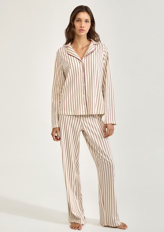 Foto do produto: Pijama Longo Feminino Americano Estampado - Creme