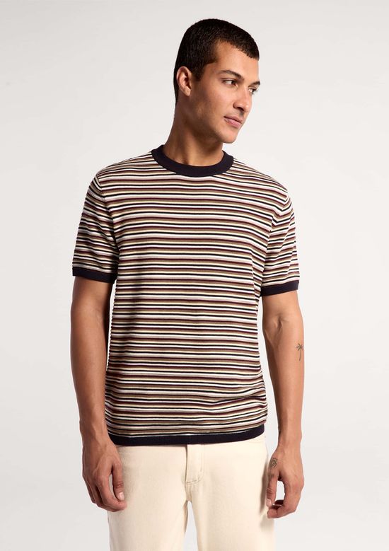 Foto do produto: Camiseta Masculina Tricô Listrado - Marrom