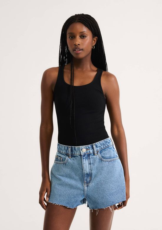 Foto do produto: Regata Feminina Alongada Ribana Com Elastano - Preto