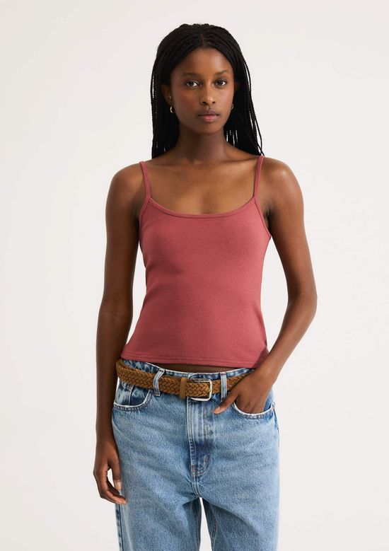 Foto do produto: Regata Feminina Alças Finas Com Elastano - Vermelho