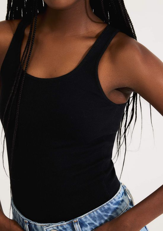 Foto do produto: Regata Feminina Alongada Ribana Com Elastano - Preto