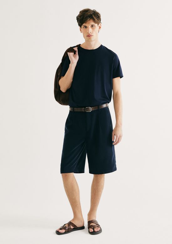 Foto do produto: Bermuda Masculina Reta Com Pregas - Azul