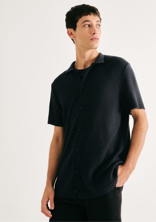 Foto do produto: Camiseta Masculina Comfort Em Tricô - Preto