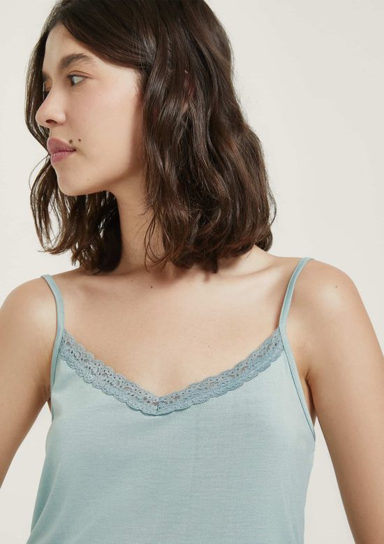 Foto do produto: Pijama Curto Feminino Com Renda - Azul