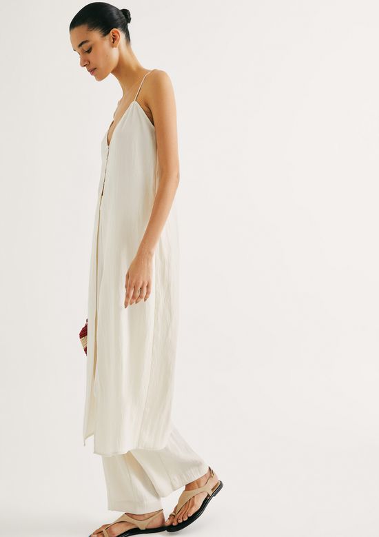 Foto do produto: Regata Túnica Alças Finas Em Peach Touch - Creme