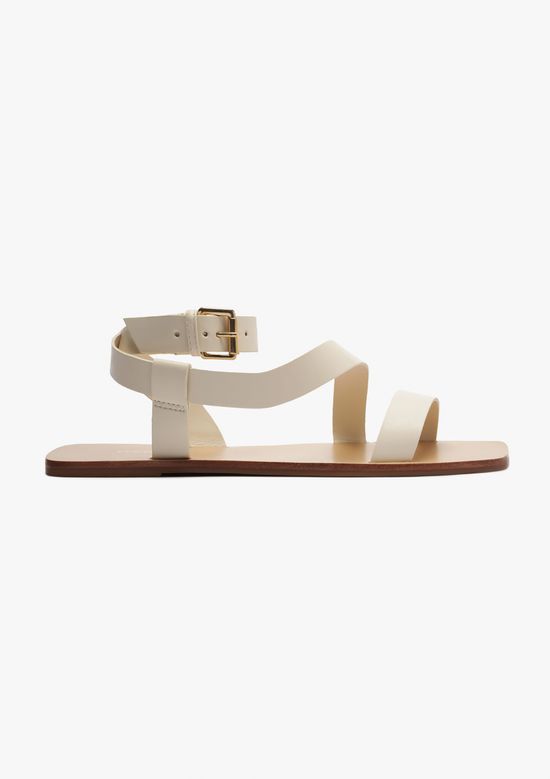 Foto do produto: Sandália Rasteira Feminina Bico Quadrado - Creme