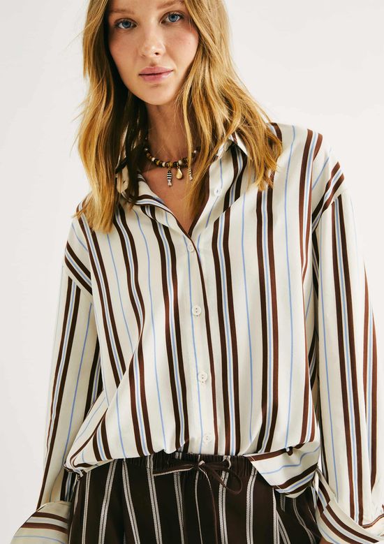 Foto do produto: Camisa Feminina Fio Tinto Ampla - Marrom