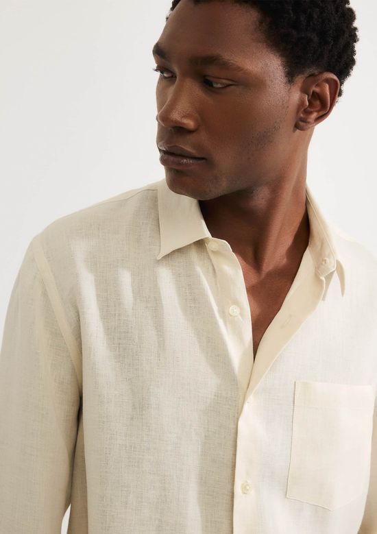 Foto do produto: Camisa Masculina Manga Longa Em Linho - Bege