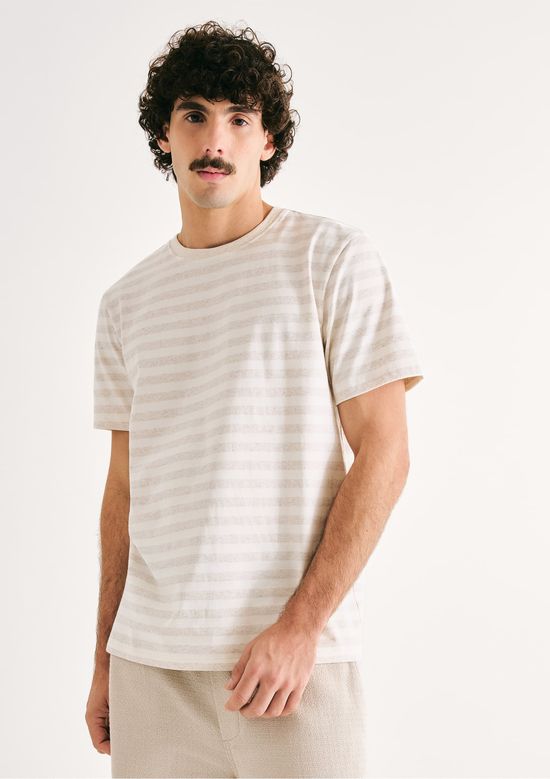 Foto do produto: Camiseta Masculina Comfort Super Cotton Com Linho - Bege