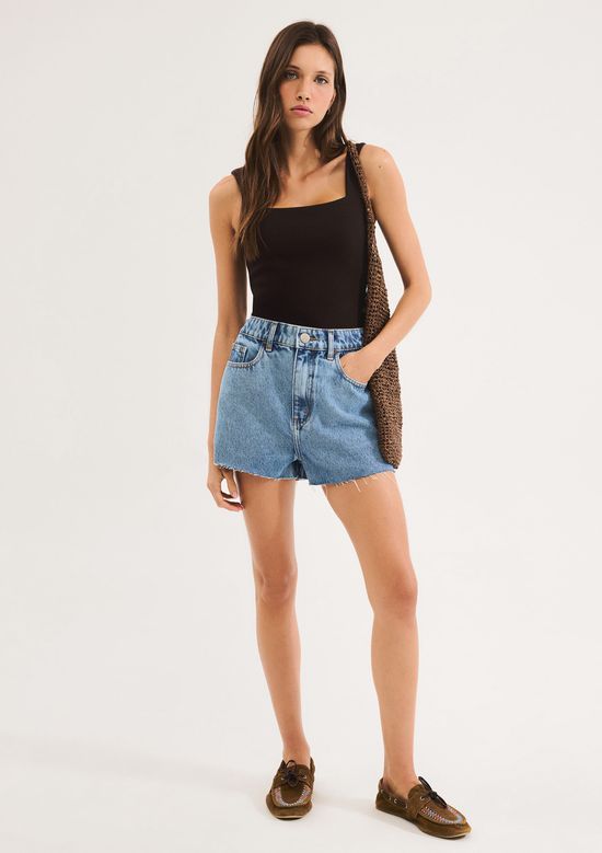 Foto do produto: Shorts Jeans Feminino Barra A Fio - Azul