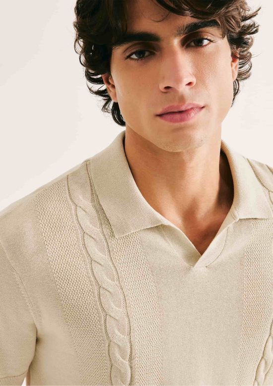 Foto do produto: Polo Masculina Manga Curta Em Tricô - Creme