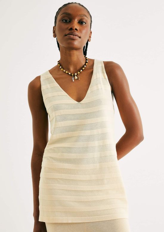 Foto do produto: Regata Feminina Alongada Em Tricô - Amarelo