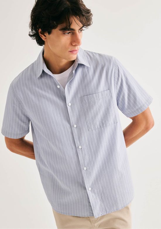 Foto do produto: Camisa Masculina Tricoline Fio Tinto - Azul
