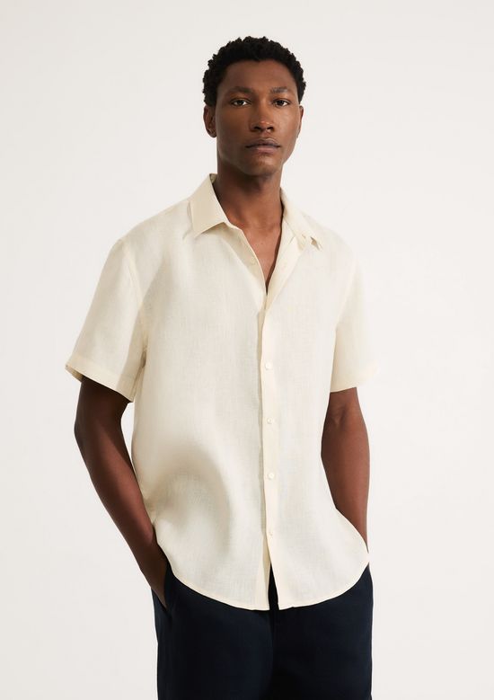 Foto do produto: Camisa Masculina Manga Curta Em Linho - Bege