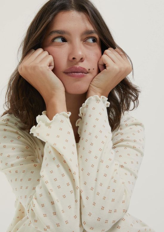 Foto do produto: Pijama Longo Feminino Estampado - Creme