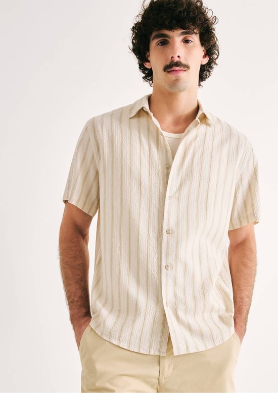 Foto do produto: Camisa Masculina Fio Tinto Com Liocel - Creme