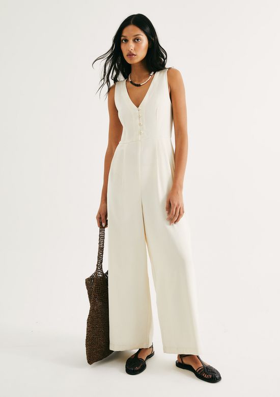 Foto do produto: Macacão Longo Evasê Em Peach Touch - Creme