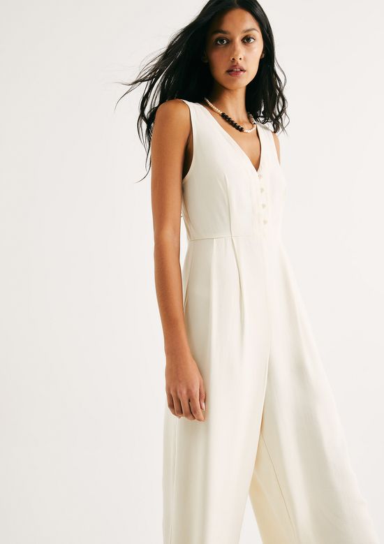 Foto do produto: Macacão Longo Evasê Em Peach Touch - Creme