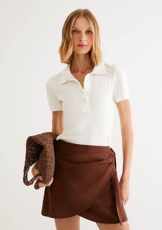 Foto do produto: Polo Feminina Manga Curta Em Ribana - Off white