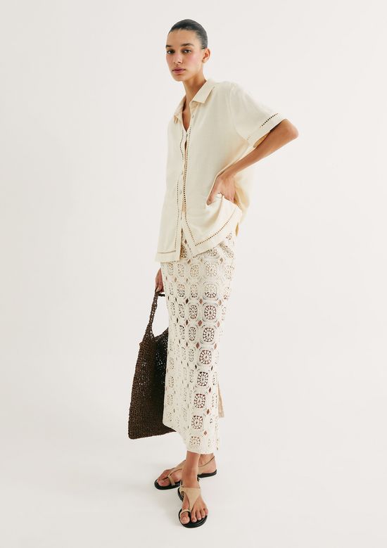 Foto do produto: Camisa Feminina Regular Laise e Linho - Creme