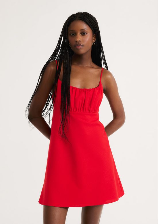 Foto do produto: Vestido Curto Com Franzido No Busto - Vermelho