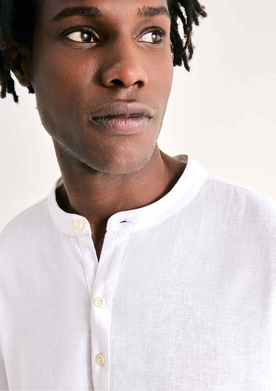 Foto do produto: Camisa Bata Masculina Em Viscolinho - Branco