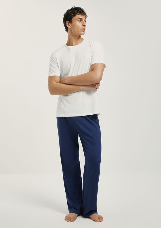 Foto do produto: Pijama Longo Masculino Manga Curta Com Bordado - Azul