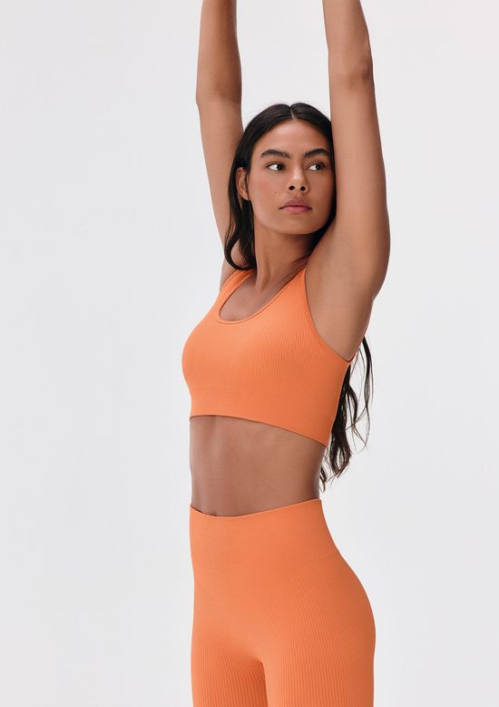 Foto do produto: Top Esportivo Canelado Sem Costura - Laranja