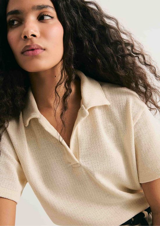 Foto do produto: Polo Feminina Regular Texturizada - Creme