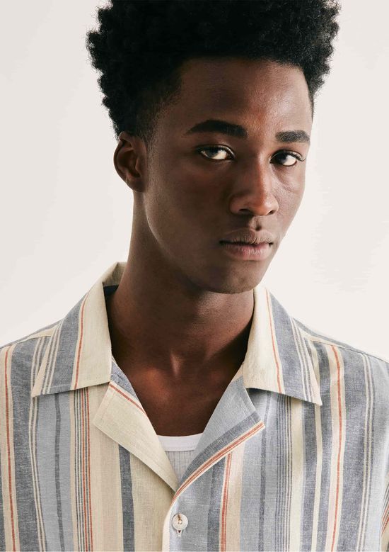 Foto do produto: Camiseta Masculina Comfort Com Linho - Azul