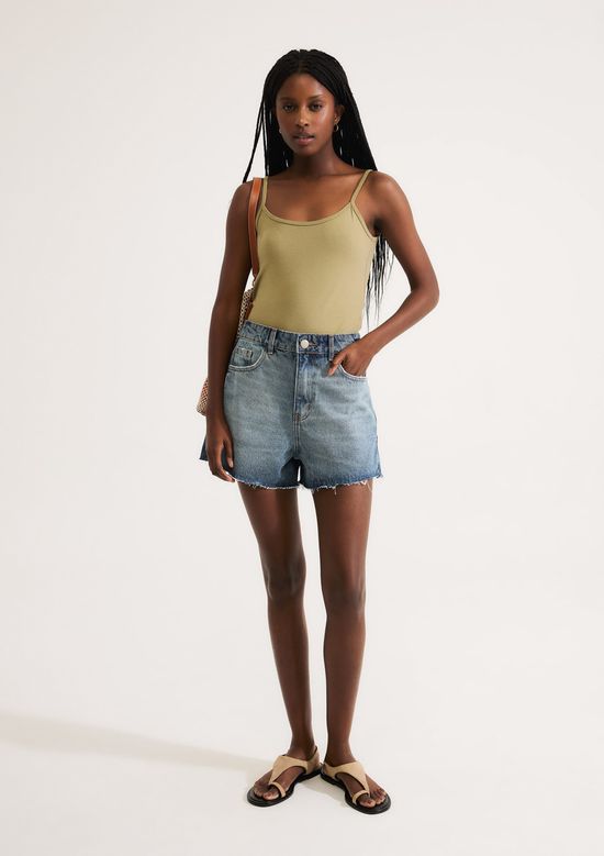 Foto do produto: Regata Feminina Alças Finas Com Elastano - Verde