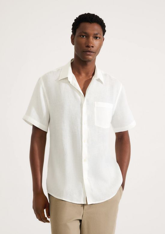 Foto do produto: Camisa Masculina Manga Curta Em Linho - Off white
