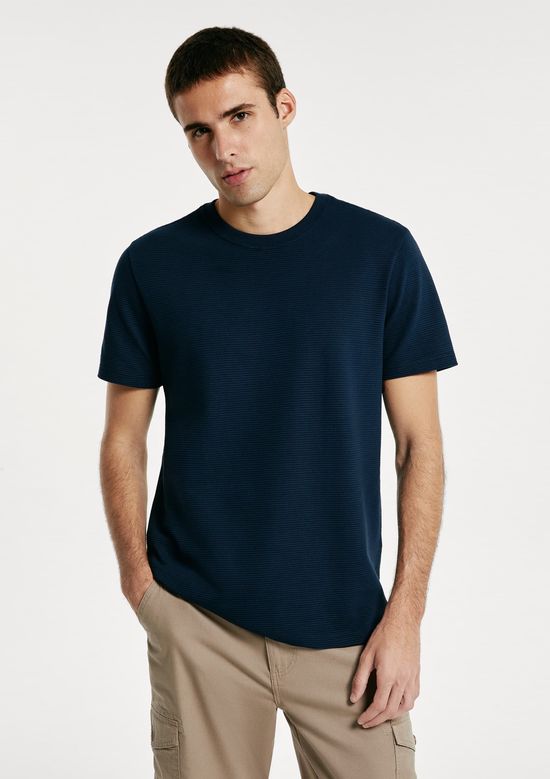 Foto do produto: Camiseta Masculina Algodão Peruano Textura Ottoman - Azul